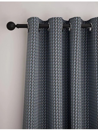 Velvet Geometric Eyelet Curtains